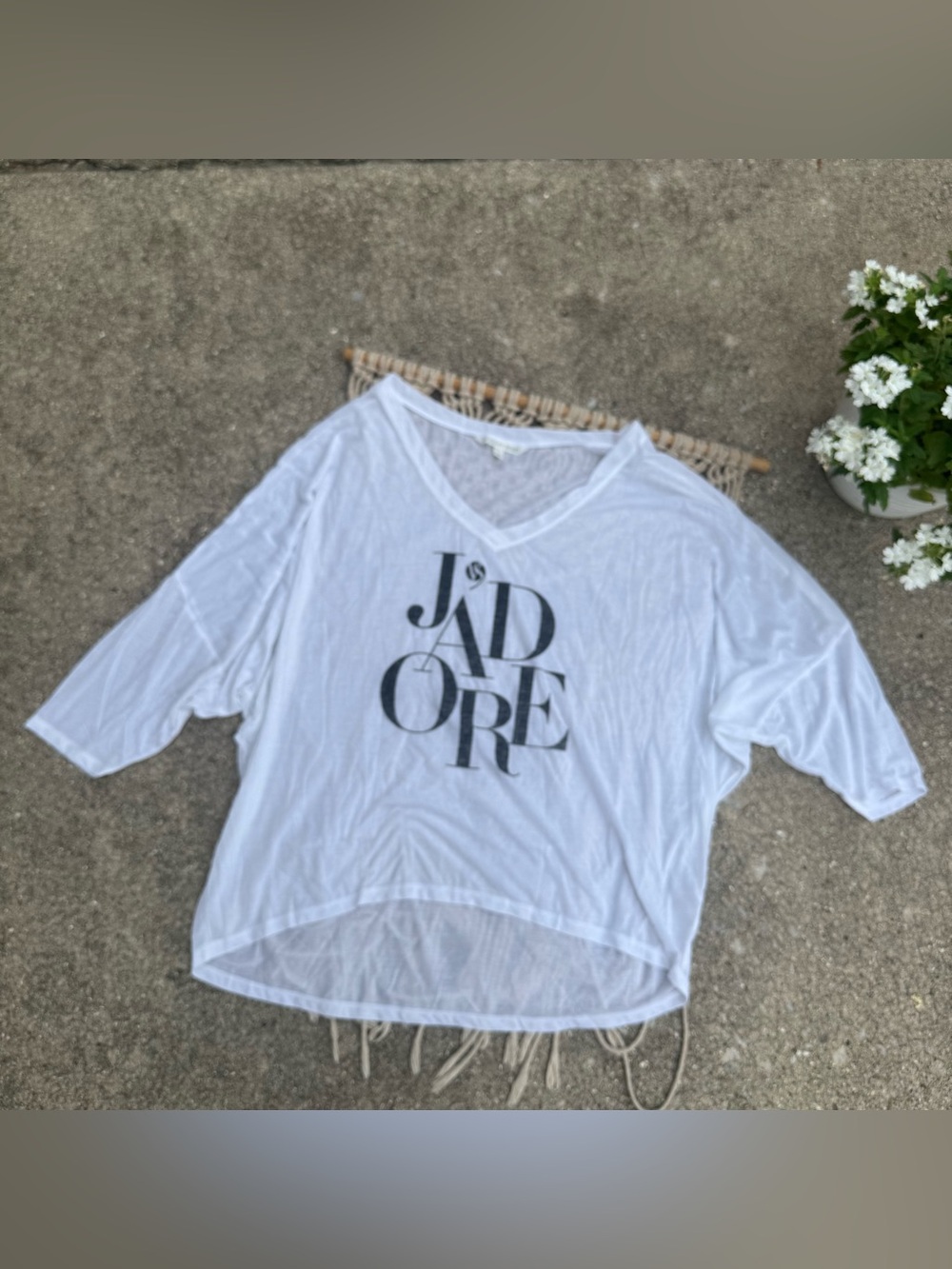 NWOT Victoria’s Secret J’Adore White Doleman Batwing Top Size Small